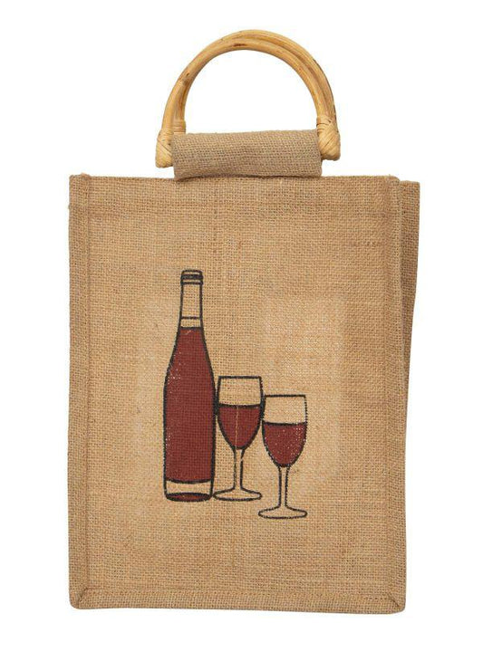 Wine Bag By Jute For Two Piece