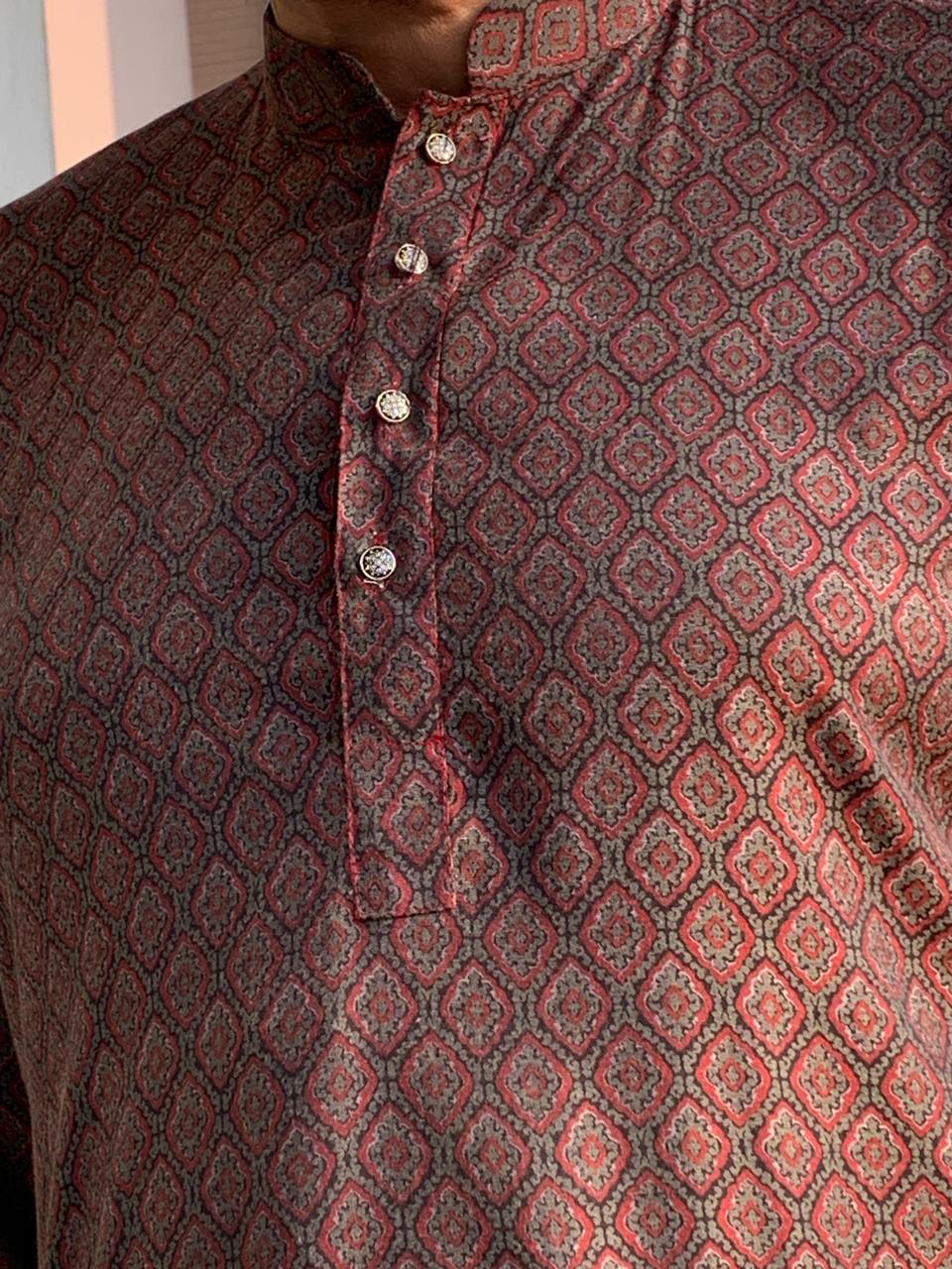 Long Sleeve Printed Punjabi