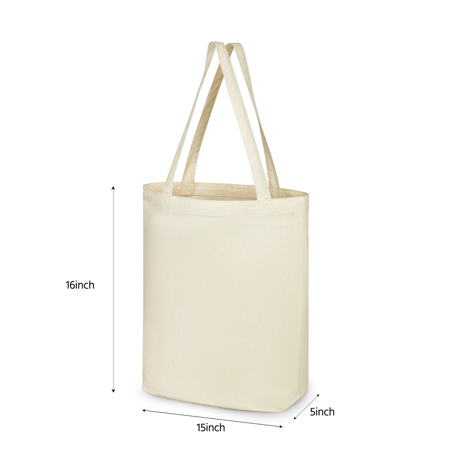Cotton Tote Bag, Reusable Grocery Shopping Bag, 15 x 16 Inch, 180 GSM Canvas, Eco-Friendly, Heavy Duty, Pack of 3