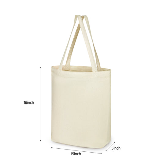 Cotton Tote Bag, Reusable Grocery Shopping Bag, 15 x 16 Inch, 180 GSM Canvas, Eco-Friendly, Heavy Duty, Pack of 3