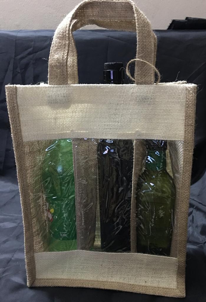 Wine Bag Made by Jute For 3 Pieces