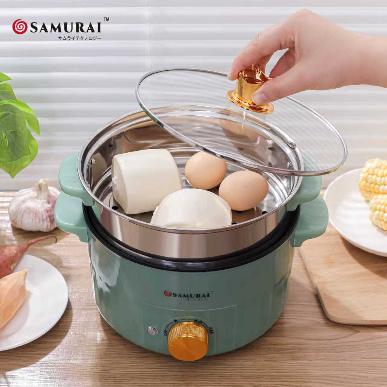 🍚 Samurai 2.8L Steel Steam Pot Rice Cooker – Elegant & Efficient Cooking Solution