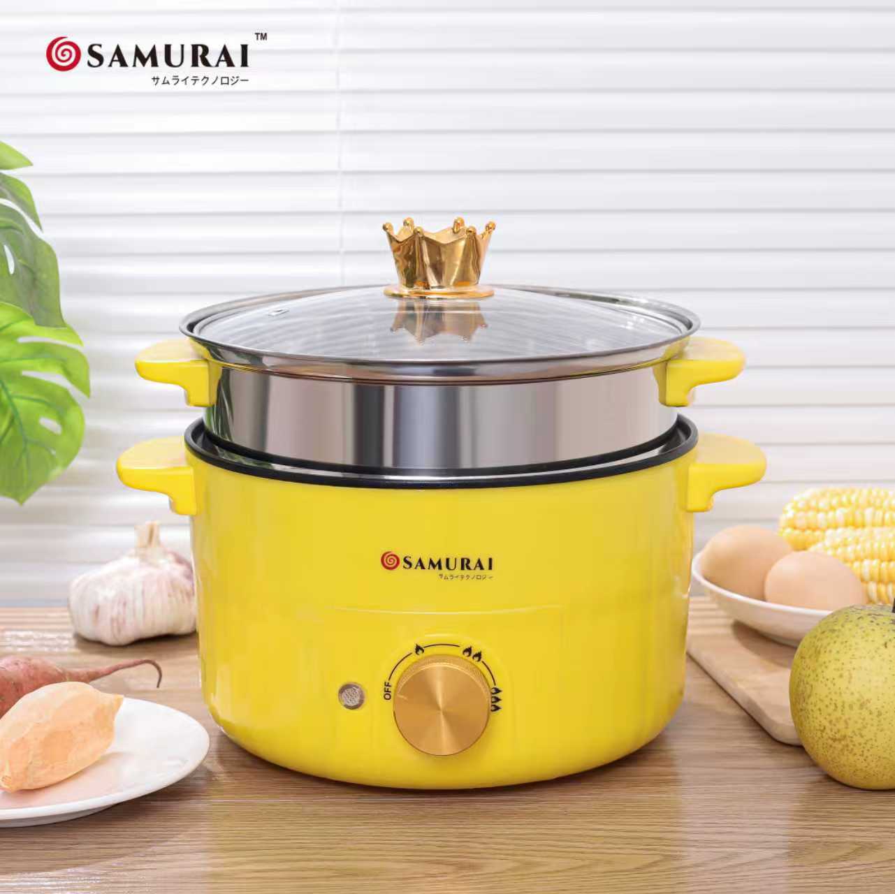 🍚 Samurai 2.8L Steel Steam Pot Rice Cooker – Elegant & Efficient Cooking Solution