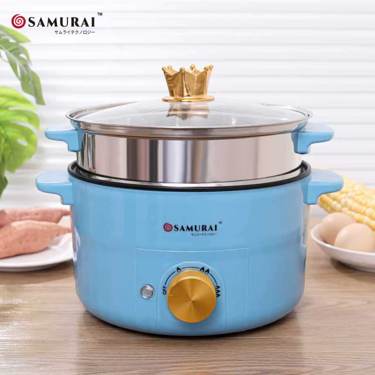 🍚 Samurai 2.8L Steel Steam Pot Rice Cooker – Elegant & Efficient Cooking Solution