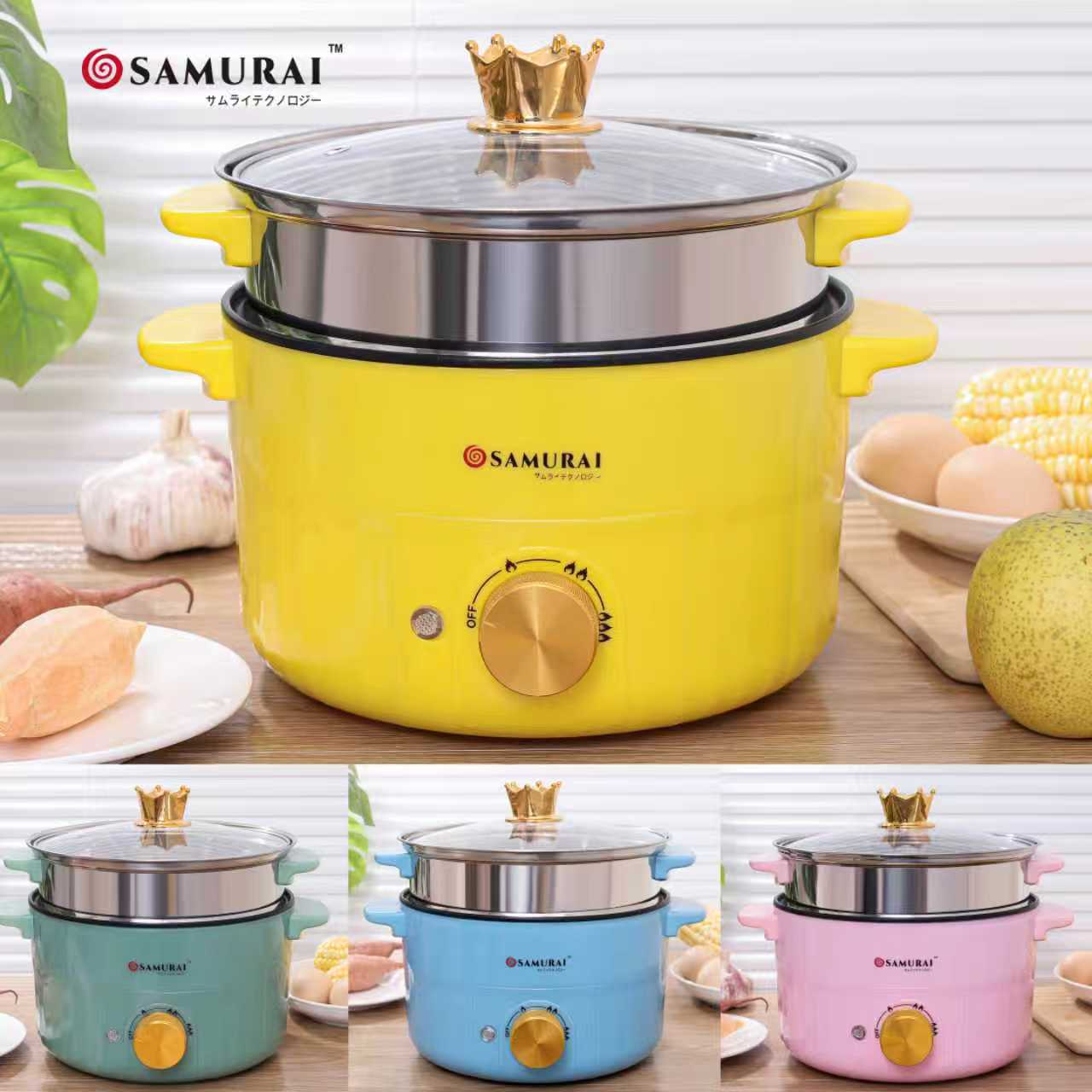 🍚 Samurai 2.8L Steel Steam Pot Rice Cooker – Elegant & Efficient Cooking Solution