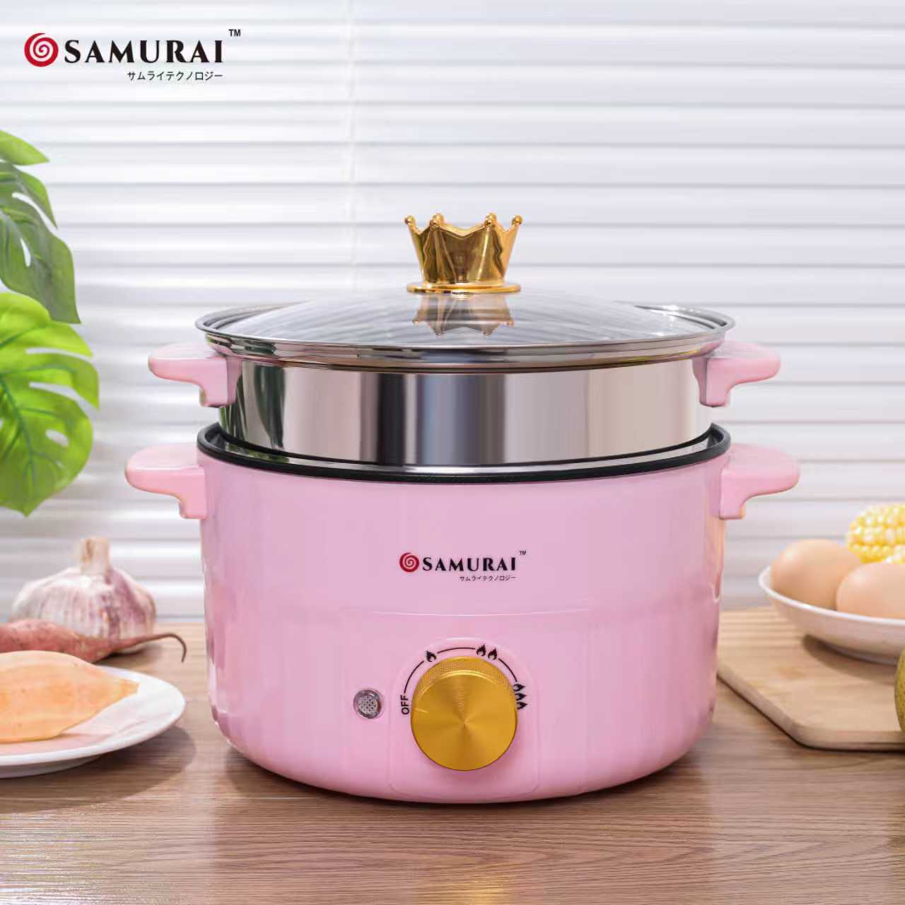 🍚 Samurai 2.8L Steel Steam Pot Rice Cooker – Elegant & Efficient Cooking Solution