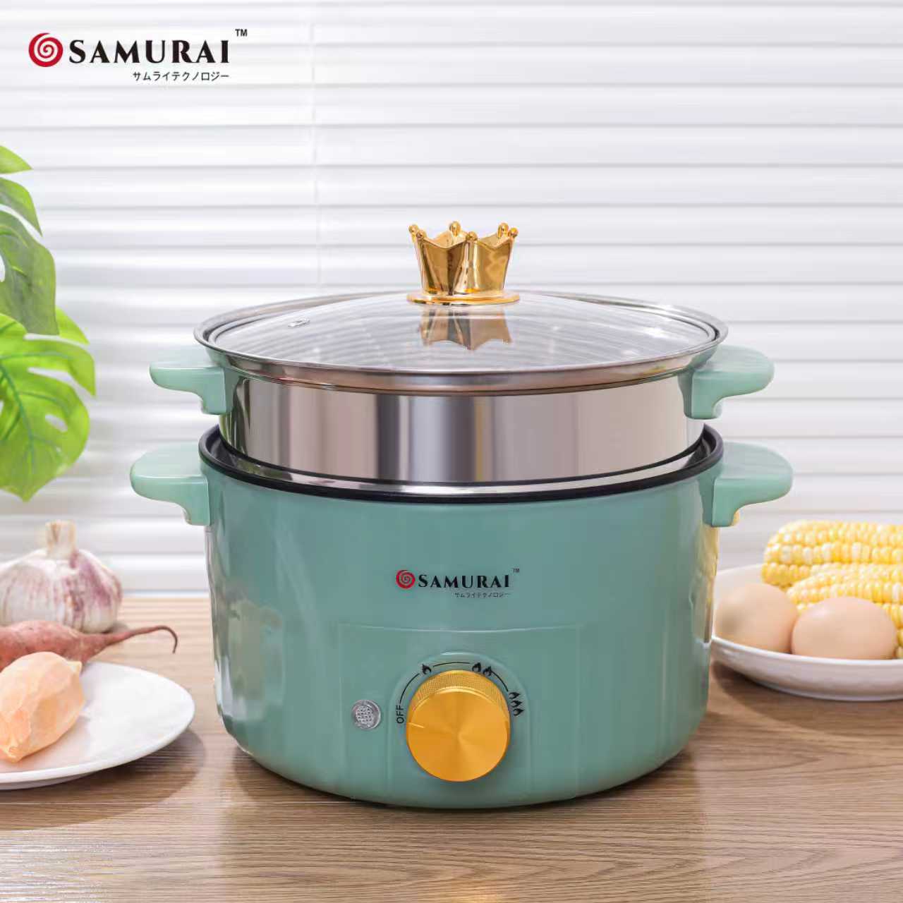 🍚 Samurai 2.8L Steel Steam Pot Rice Cooker – Elegant & Efficient Cooking Solution